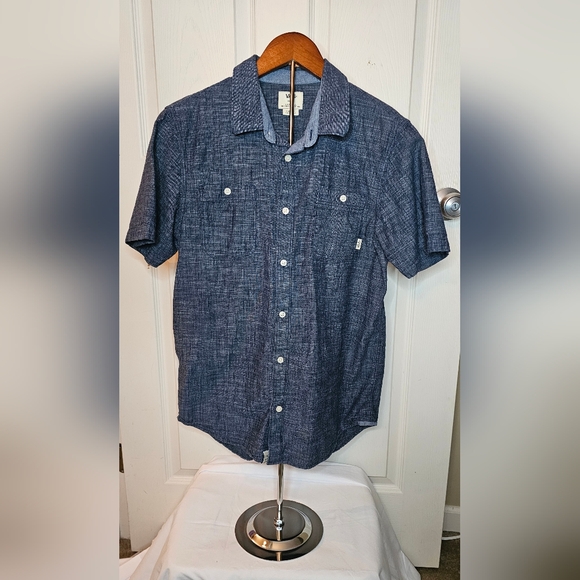 Vans Other - Vans Men’s Navy Short Sleeve Button-Up Cotton Linen Shirt - Size Small